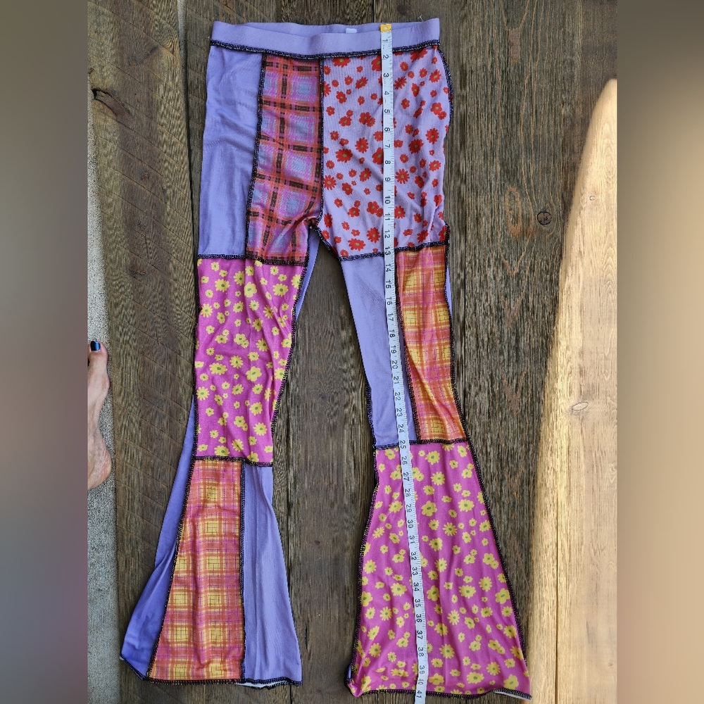 The Ragged Priest Colorful Patchwork Flared Pants Sz M - Picture 5 of 12